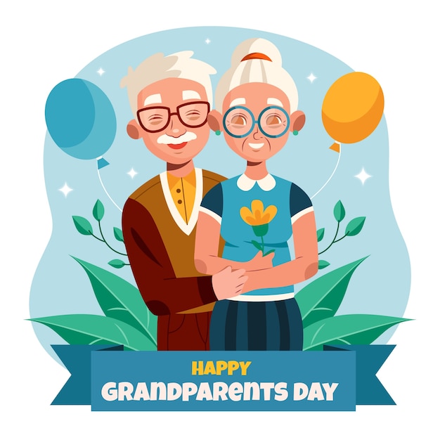 Illustration de la fête des grands-parents design plat