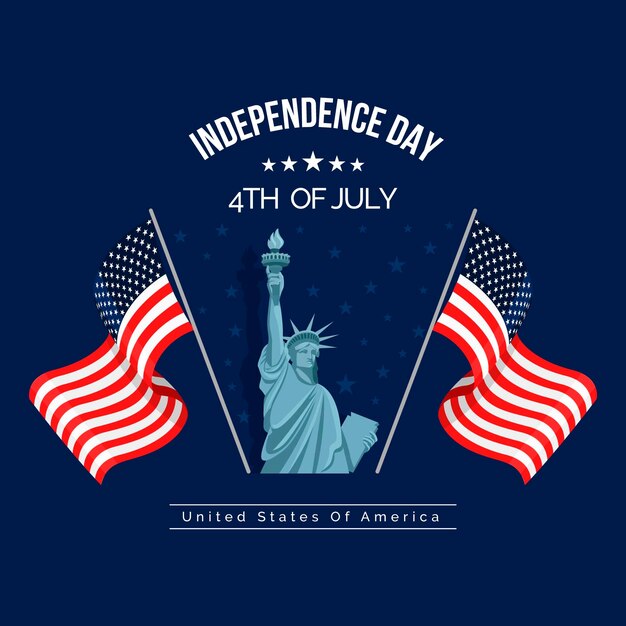 Illustration de la fête de l'indépendance du 4 juillet plat