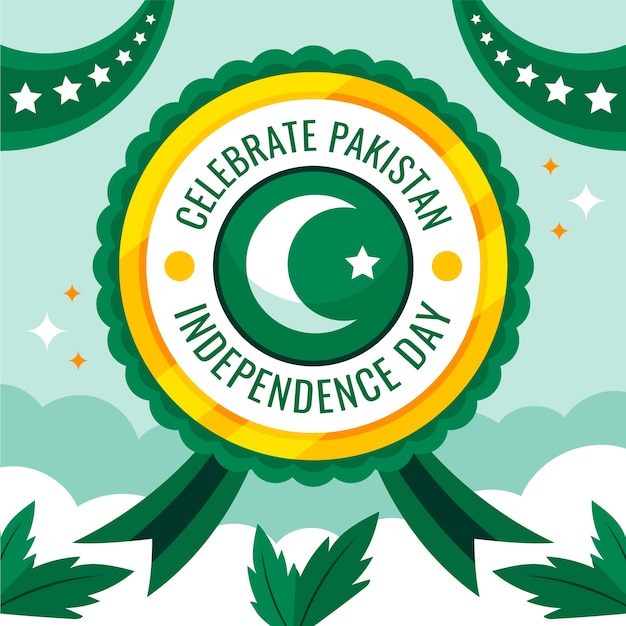 Vecteur gratuit illustration de la fête de l'indépendance du pakistan plat