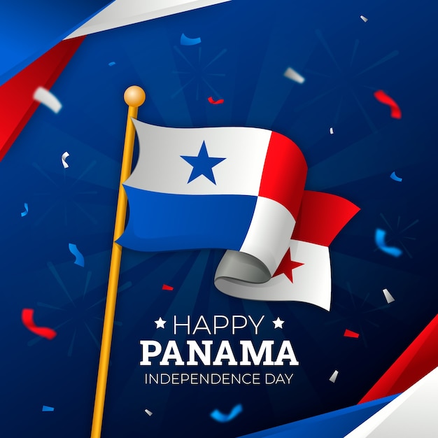 Vecteur gratuit illustration de la fête de l'indépendance du panama dégradé