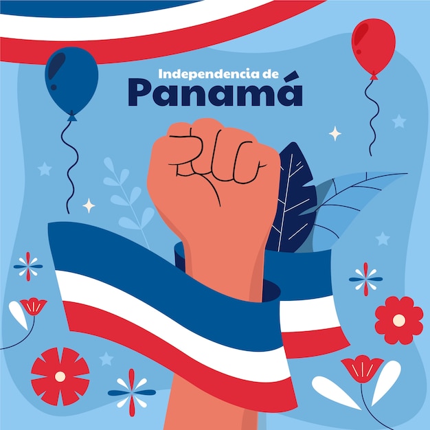 Vecteur gratuit illustration de la fête de l'indépendance du panama plat