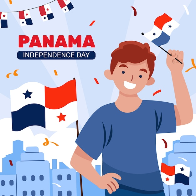 Vecteur gratuit illustration de la fête de l'indépendance du panama plat