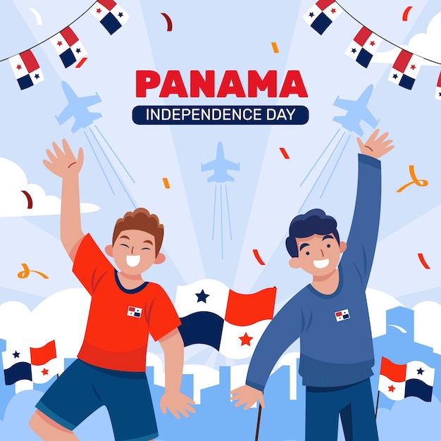 Vecteur gratuit illustration de la fête de l'indépendance du panama plat