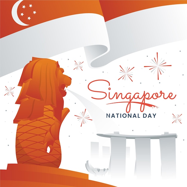 Vecteur gratuit illustration de la fête nationale de singapour dégradé