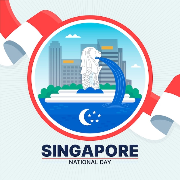 Vecteur gratuit illustration de la fête nationale de singapour plat