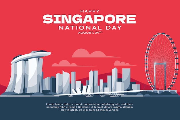 Vecteur gratuit illustration de la fête nationale de singapour plat