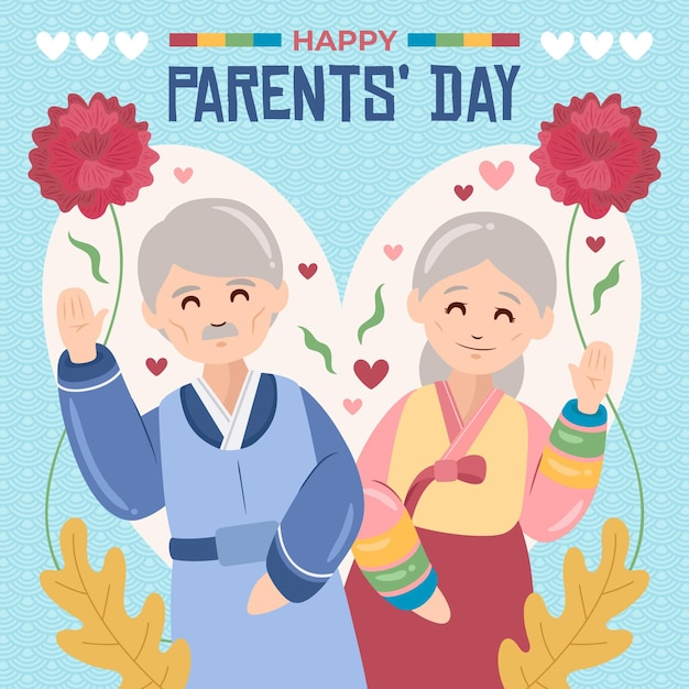 Illustration De La Fête Des Parents Coréens Dessinés à La Main