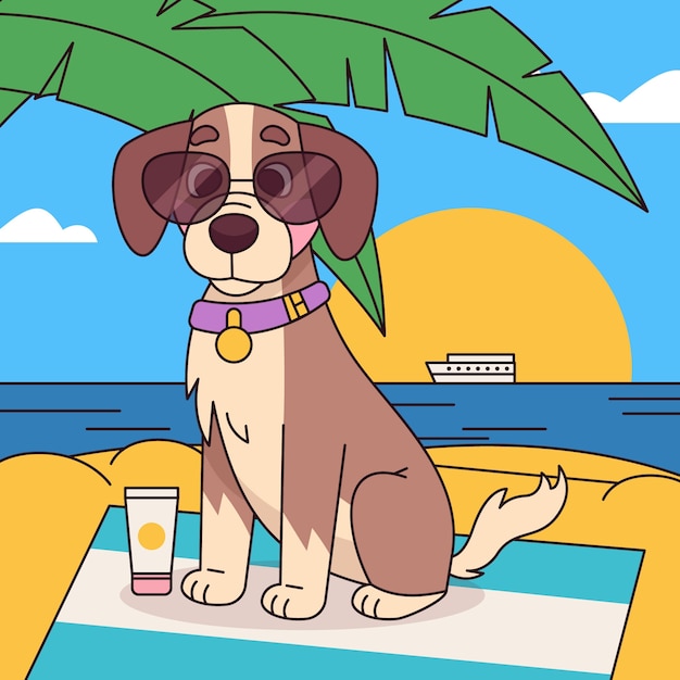 Vecteur gratuit illustration de fête de piscine de chien