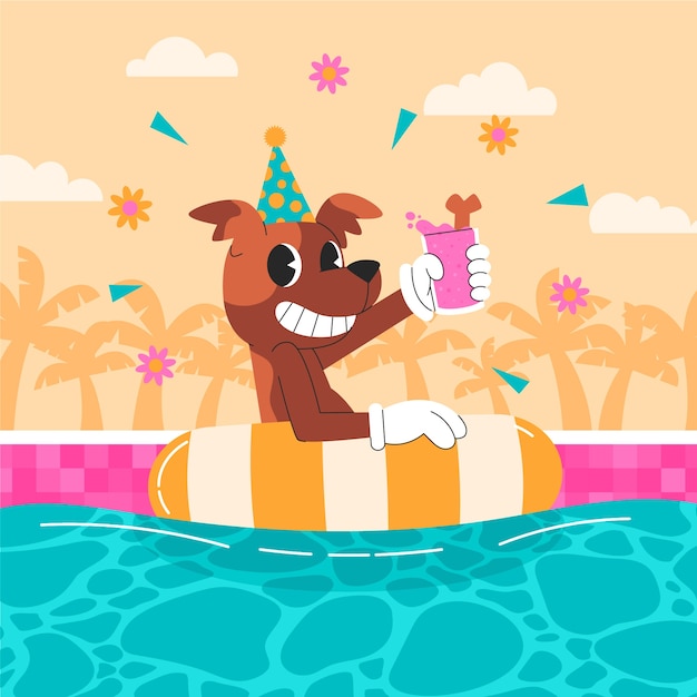 Vecteur gratuit illustration de fête de piscine dessinée à la main