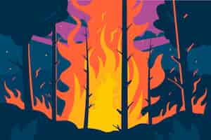 Vecteur gratuit illustration de feu de forêt dessiné à la main