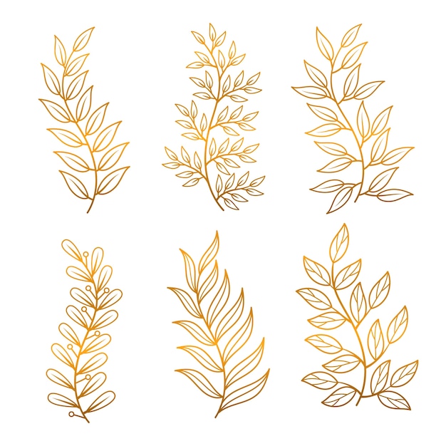 Vecteur gratuit illustration de feuilles d'or dessinées à la main