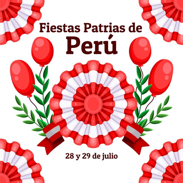 Illustration de fiestas patrias de pérou dessinés à la main