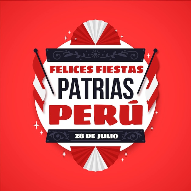 Illustration De Fiestas Patrias De Pérou Plat