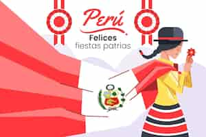 Vecteur gratuit illustration de fiestas patrias de pérou plat