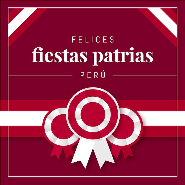 Illustration De Fiestas Patrias De Pérou Plat