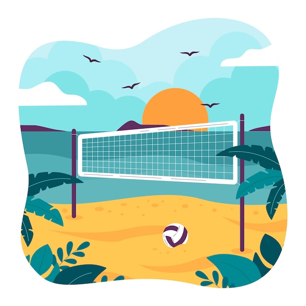 Illustration de filet de volleyball dessiné à la main