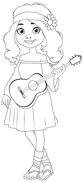 Vecteur gratuit illustration d'une fille joyeuse jouant de la guitare