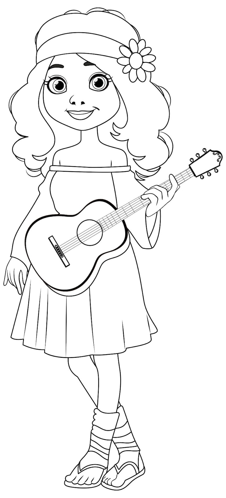 Vecteur gratuit illustration d'une fille joyeuse jouant de la guitare