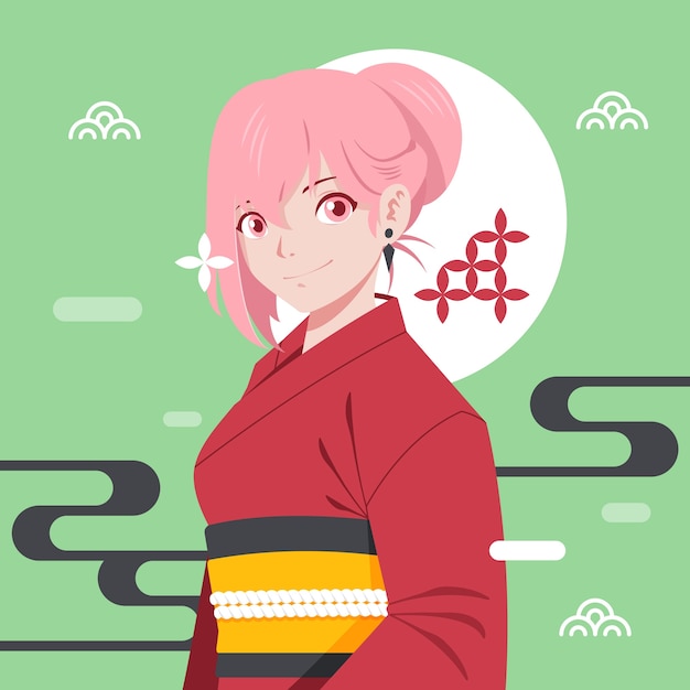 Vecteur gratuit illustration de fille kawaii dessinée à la main