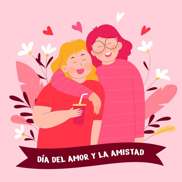 L'illustration de Flat dia de l'amour et de l'amitié