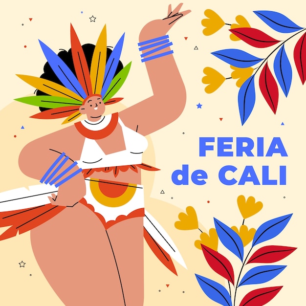 Vecteur gratuit l'illustration de flat feria de cali est illustrée.