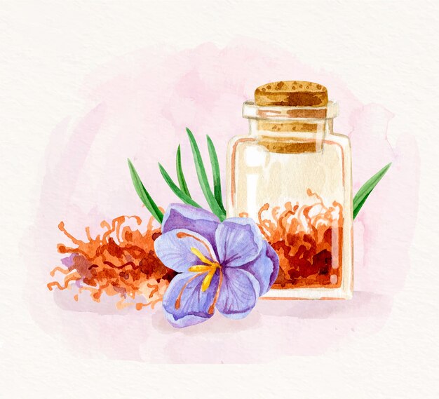 Illustration de fleur de safran aquarelle