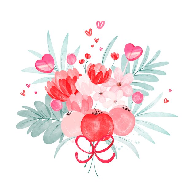 Illustration de fleurs d'amour aquarelle