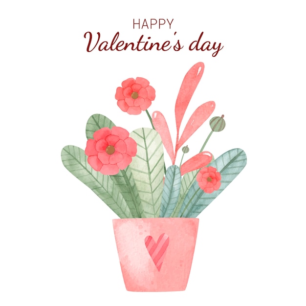 Vecteur gratuit illustration de fleurs aquarelle saint valentin