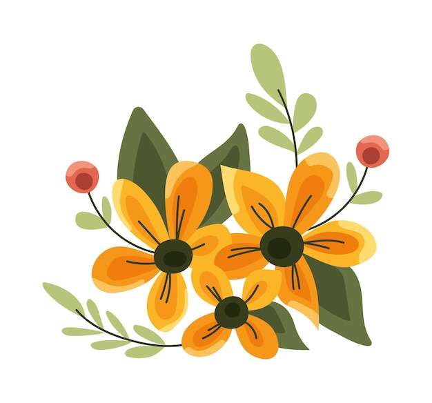 Vecteur gratuit illustration de fleurs dans le cadre d'angle
