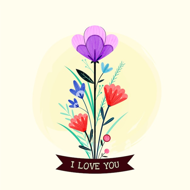 Vecteur gratuit illustration de fleurs à plat pour la saint-valentin