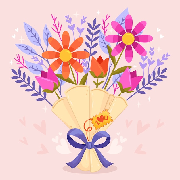 Vecteur gratuit illustration de fleurs à plat pour la saint-valentin