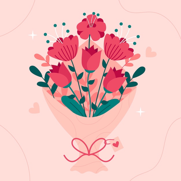 Illustration De Fleurs à Plat Pour La Saint-valentin