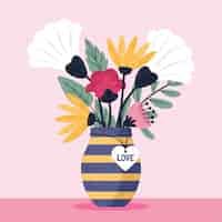 Vecteur gratuit illustration de fleurs de saint valentin dessinés à la main