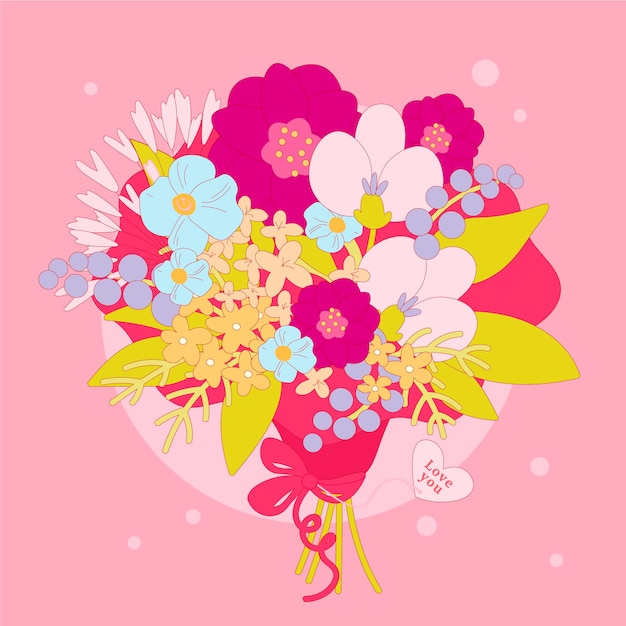 Illustration De Fleurs De Saint Valentin Dessinés à La Main