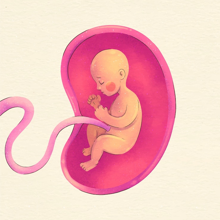 Vecteur gratuit illustration de fœtus peint à l'aquarelle