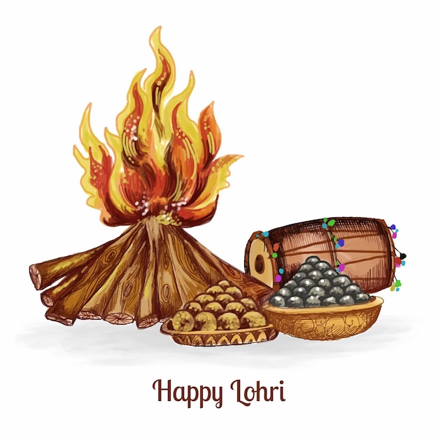 Illustration De Fond De Vacances Happy Lohri Pour La Conception De Cartes De Festival Punjabi