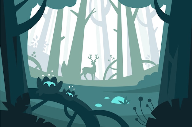 Vecteur gratuit illustration de forêt enchantée design plat