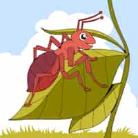 Vecteur gratuit illustration de fourmi de dessin animé dessiné à la main