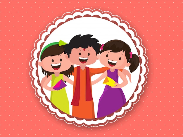 Illustration de frères et sœurs heureux se resserrant, arrière-plan créatif pour le festival indien Raksha Bandhan ou la célébration de Rakhi.