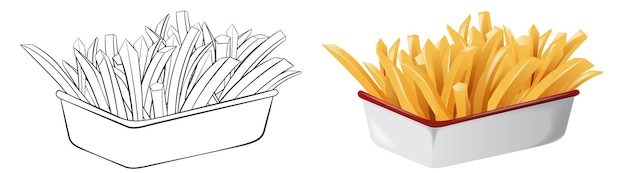 Vecteur gratuit illustration de frites à colorier