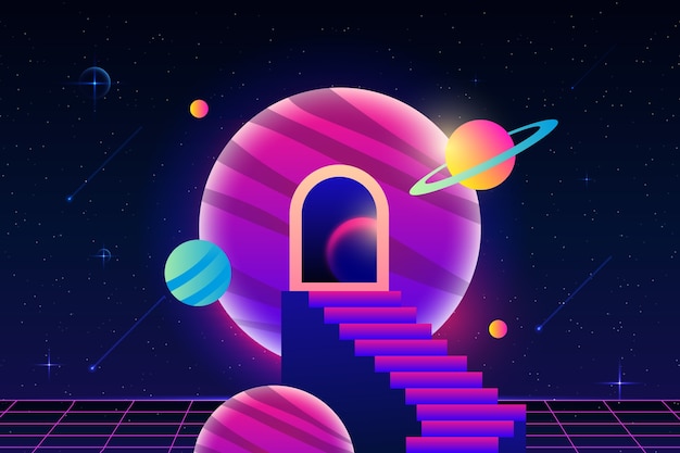 Vecteur gratuit illustration de galaxie surréaliste dégradée