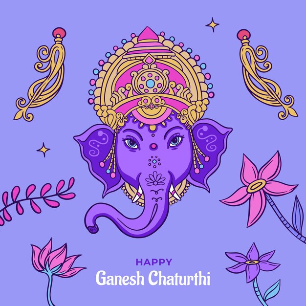 Illustration de ganesh chaturthi dessiné à la main