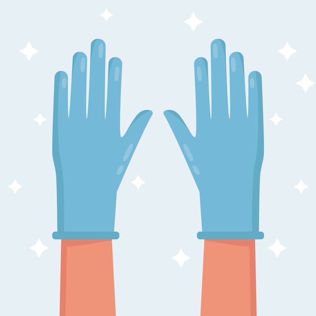 Vecteur gratuit illustration de gants de protection bleus