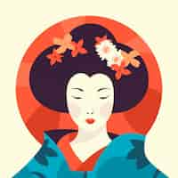 Vecteur gratuit illustration de geisha dessinée à la main