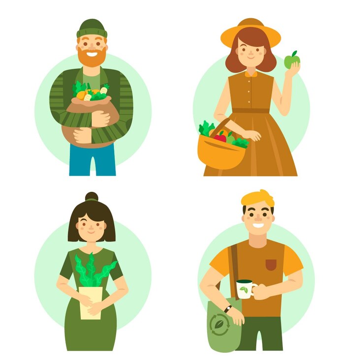 Vecteur gratuit illustration avec des gens de style de vie vert