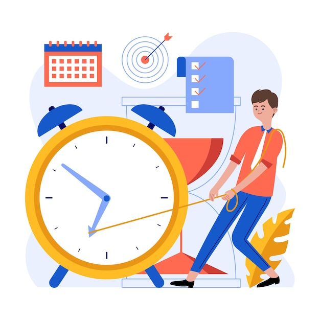 Vecteur gratuit illustration de gestion du temps plat