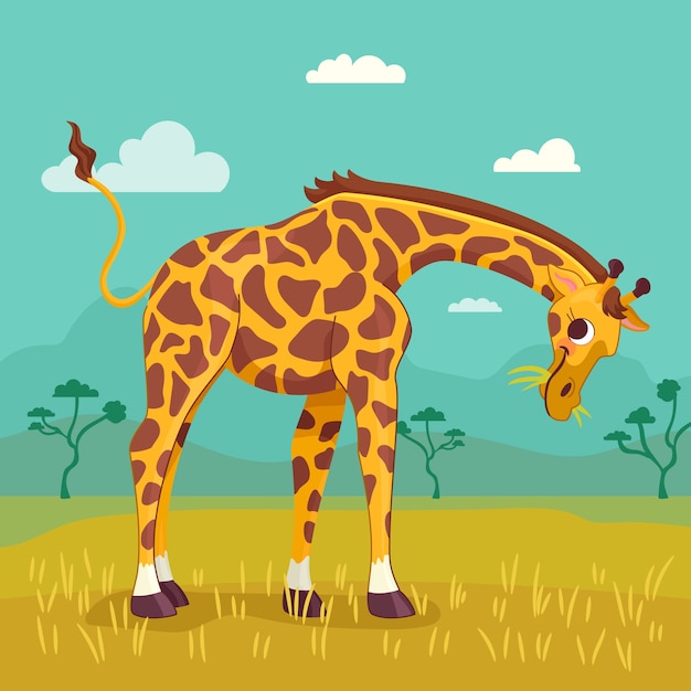 Vecteur gratuit illustration de girafe dessin animé dessiné à la main