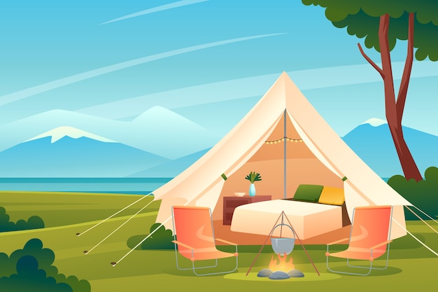 Vecteur gratuit illustration de glamping dégradé