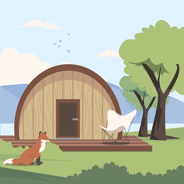 Vecteur gratuit illustration de glamping design plat dessiné à la main