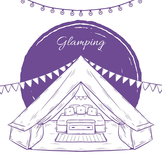 Vecteur gratuit illustration de glamping dessinée à la main